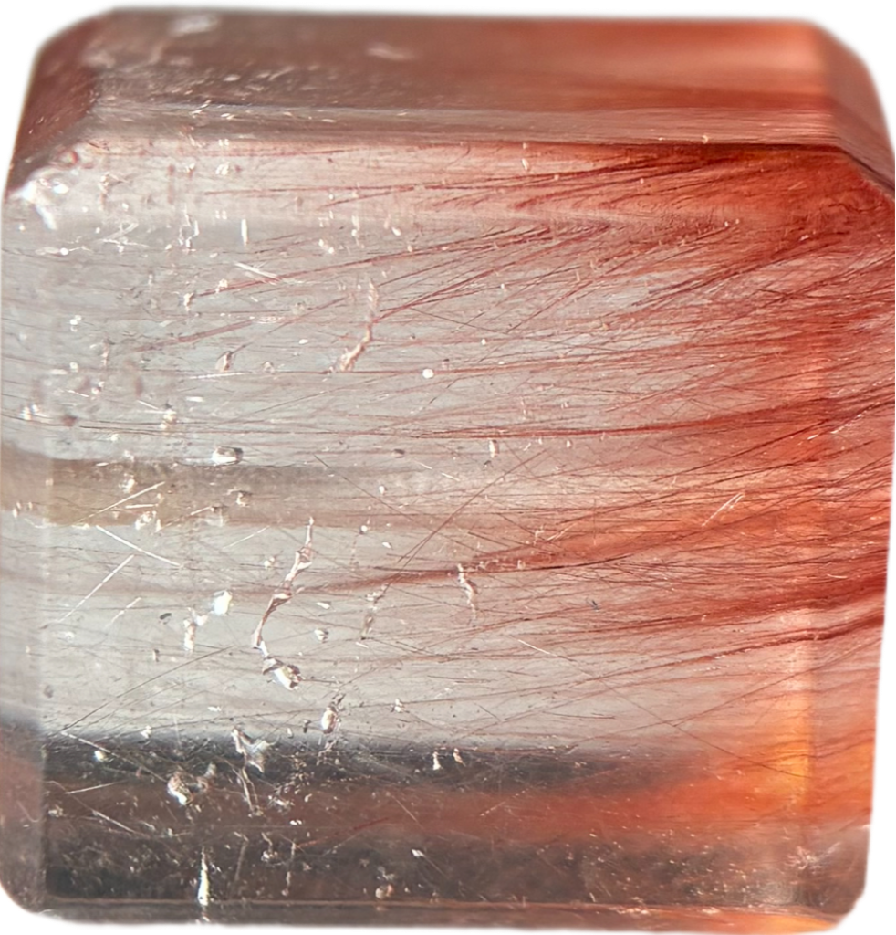 Red Rabbit Hair Quartz Cube Bead