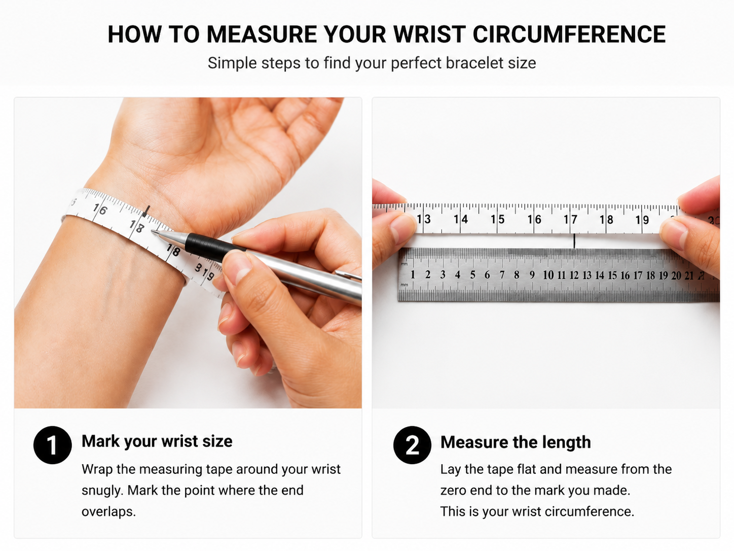 Wrist circumference reference chart